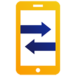 Illustration of a phone with one arrow pointing to the right and another pointing to the left.