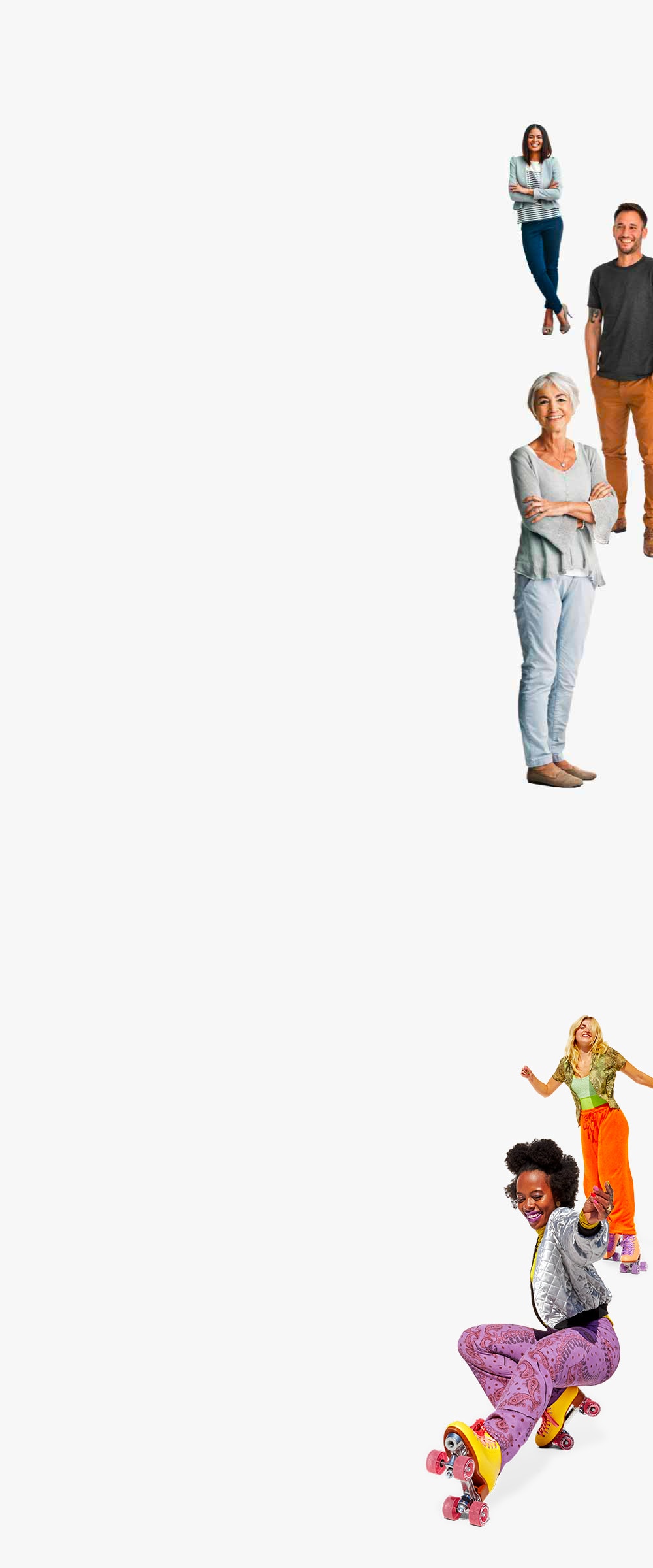 VISA Home page background image with people, young, older and and handicaped