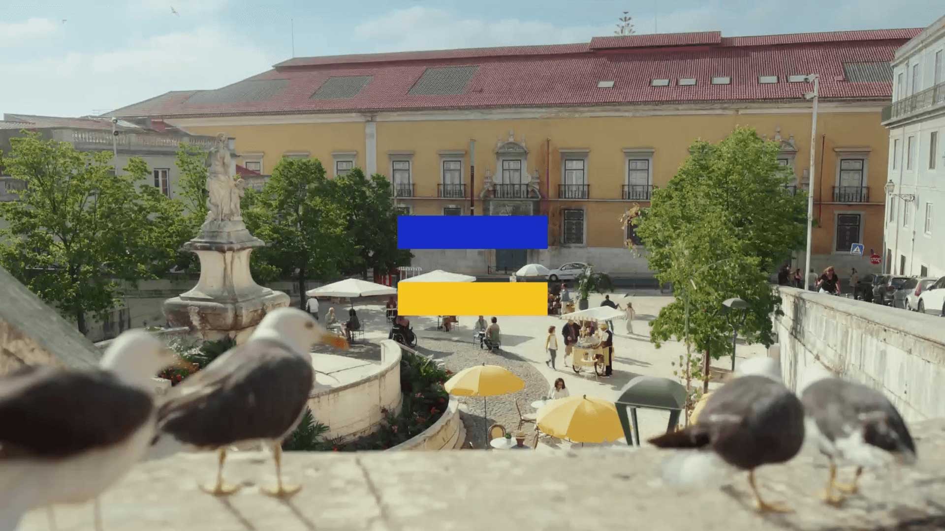 Image a town courtyard with people