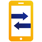 Illustration of a phone with one arrow pointing to the right and another pointing to the left.