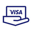 Une illustration d’une main qui tienne une carte Visa représentant l’intégration facile.