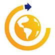 Globe with circling arrow icon.