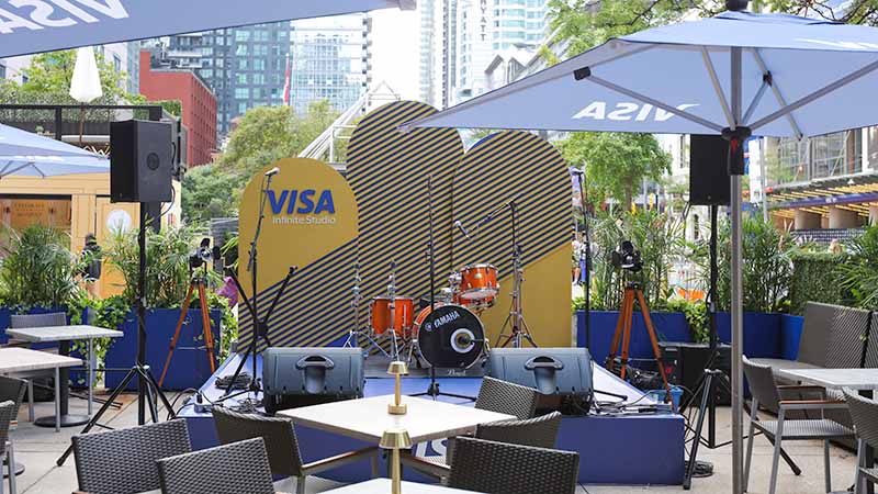 Visa-branded outdoor music area at TIFF.