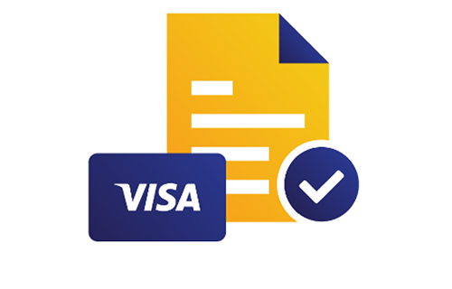Illustration of Visa card superimposed over sales receipt.